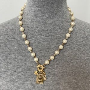 Cabi gold tone faux pearl necklace